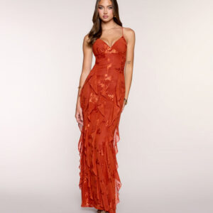 Camila Floral Lace Ruffle Formal Dress