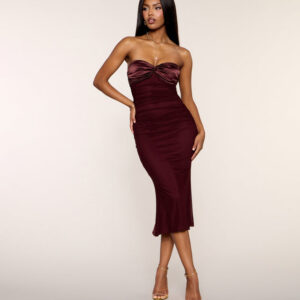 Windsor Camilla Satin Bow Back Midi Formal Dress Camilla Satin Bow Back Midi Formal Dress