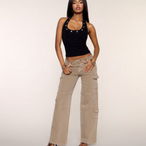 Windsor Cargo Crush Wide-Leg Denim Pants Cargo Crush Wide-Leg Denim Pants