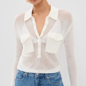 Carine Pointelle Collared Sweater