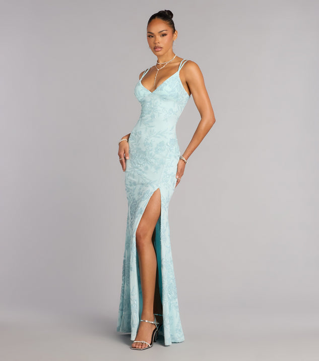 Windsor Carla Sequin Lace-Up Formal Dress