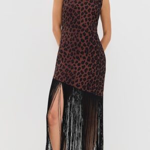 Casablanca Crepe Fringe Dress