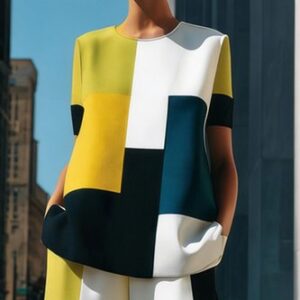 stylewe Casual Colorblock Printing Crew Neck Blouse Casual Colorblock Printing Crew Neck Blouse