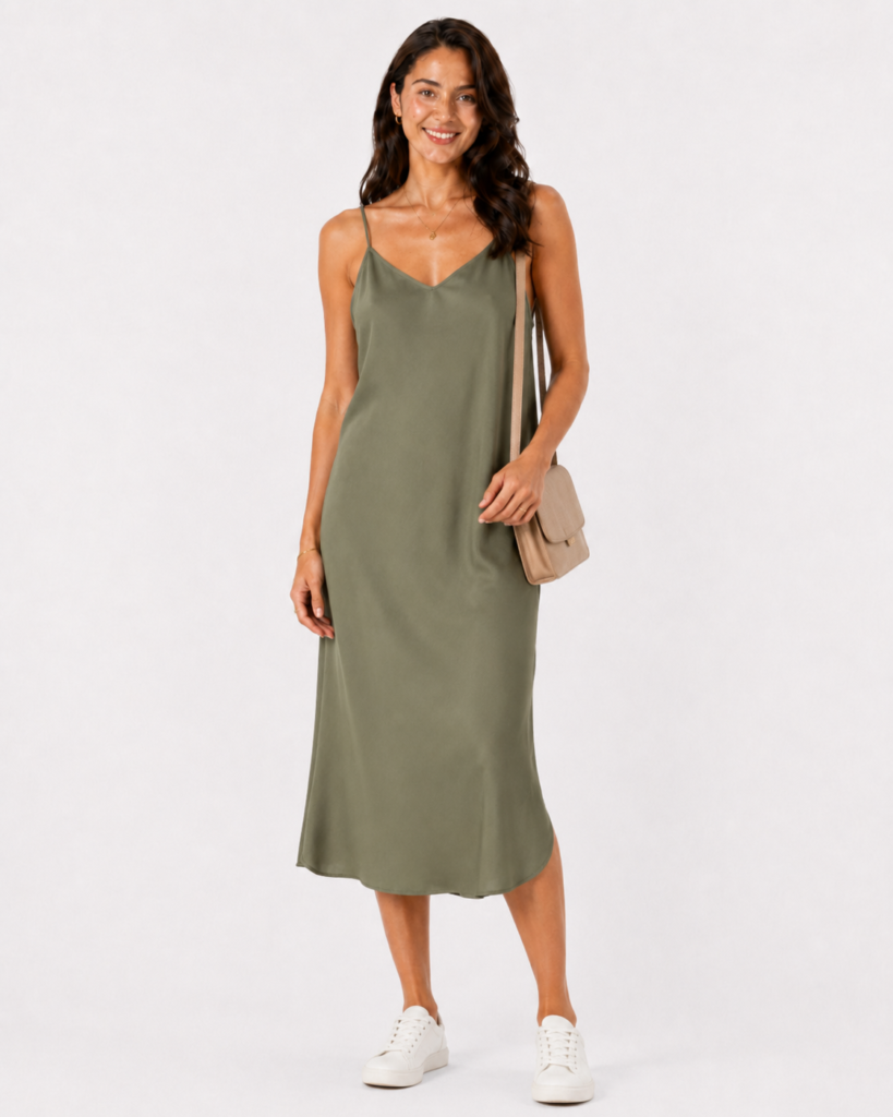 AI Model Carmalo in a slip dress
