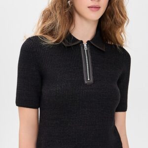 rag & bone Caterina Faux Leather Zip Polo