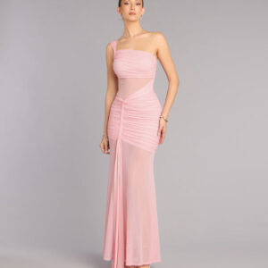 Windsor Caterina Mesh One-Shoulder Formal Dress Caterina Mesh One-Shoulder Formal Dress