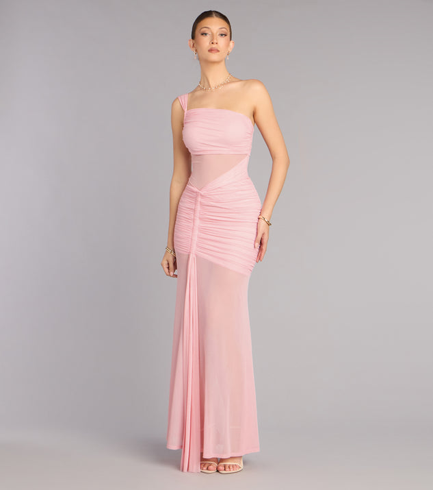 Windsor Caterina Mesh One-Shoulder Formal Dress