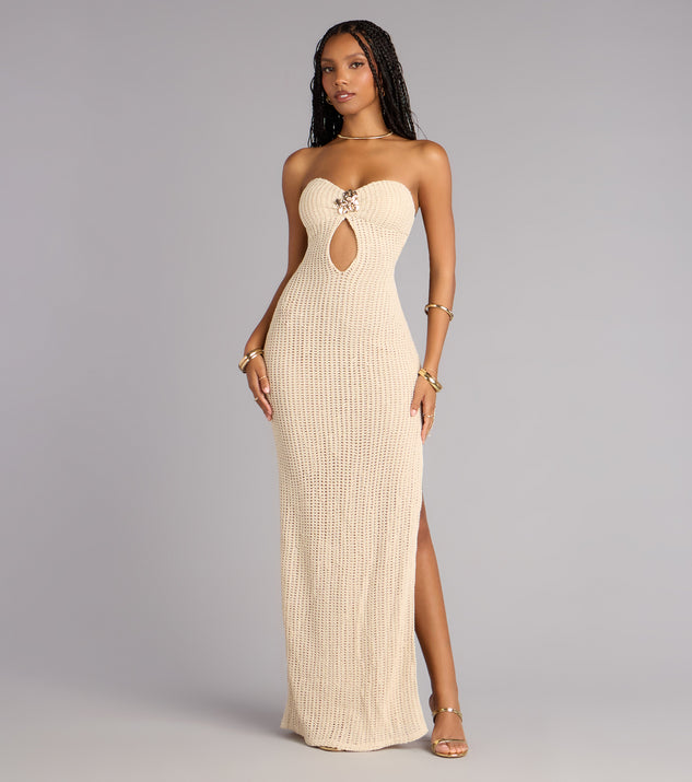 Windsor Catrina Crochet Slit Formal Dress
