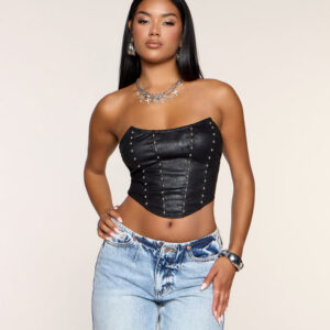 Windsor Caught Looking Studded Strapless Corset Top Caught Looking Studded Strapless Corset Top