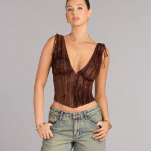 Windsor Caught Your Eye Flocked Velvet Corset Top Caught Your Eye Flocked Velvet Corset Top