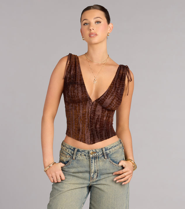 Windsor Caught Your Eye Flocked Velvet Corset Top