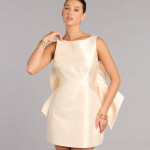 Windsor Cece Satin Bow A-Line Mini Dress
