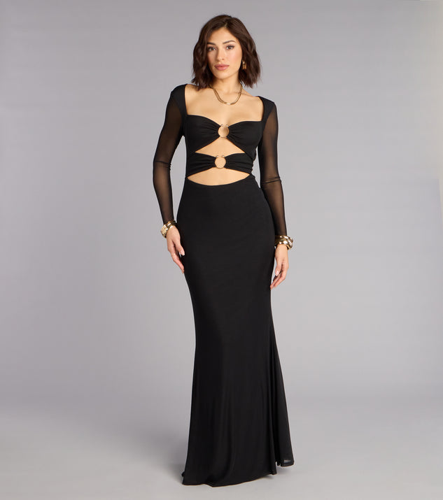 Windsor Celeste Mesh Cutout Mermaid Formal Dress