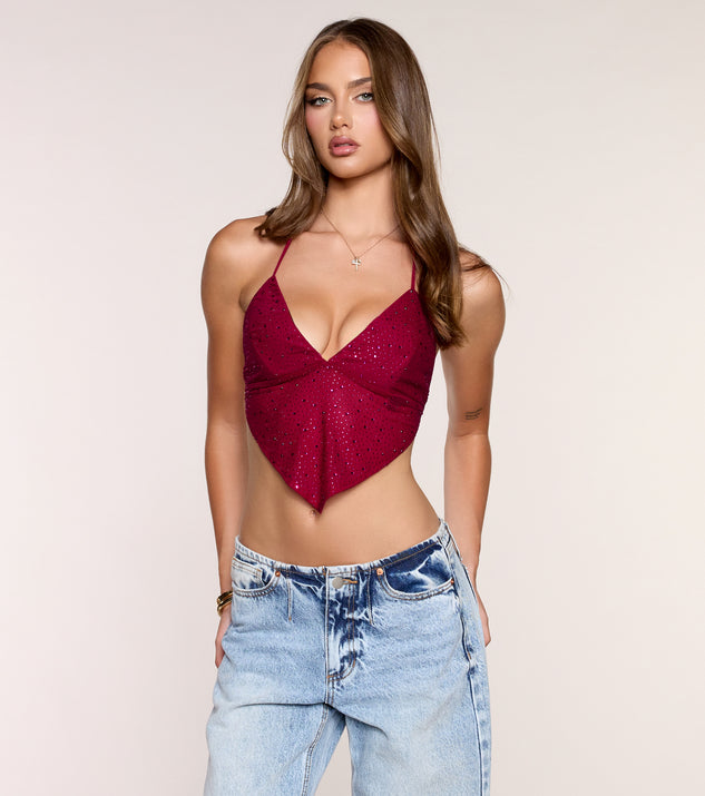 Windsor Center Of Attention Rhinestone Halter Top