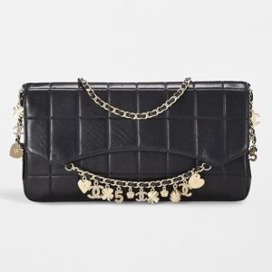 What Goes Around Comes Around Chanel Black Lambskin Chocolate Bar Charms Bag Chanel Black Lambskin Chocolate Bar Charms Bag