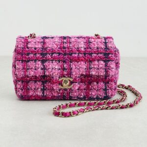 What Goes Around Comes Around Chanel Pink Tweed Rectangular Flap Mini Bag
