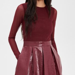alice + olivia Chara Faux Croc Pleated Party Dress