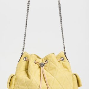 Tory Burch Charlie Quilted Denim Drawstring Shoulder Bag