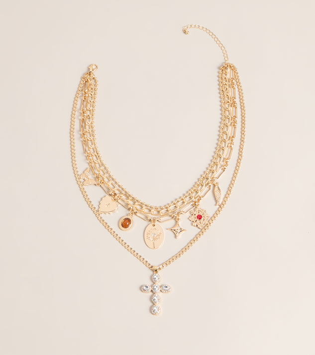 Windsor Charm Check Layered Chain Necklace