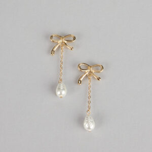 Charm Me Bow Dangle Pearl Earrings