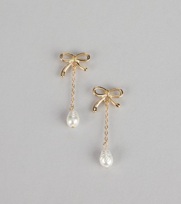 Windsor Charm Me Bow Dangle Pearl Earrings