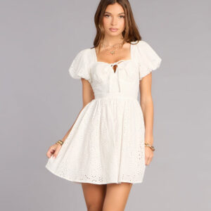 Charmed Life Eyelet Skater Mini Dress