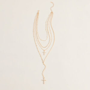 Chic And Styled Cross Charm Layered Necklace