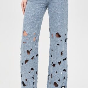 Chic High Rise Embroidered Eyelet Jeans
