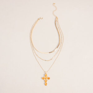 Windsor Chic Layers Stone Cross Charm Necklace