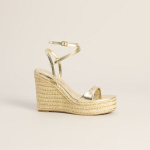 Windsor Chic On Arrival Metallic Espadrille Wedges
