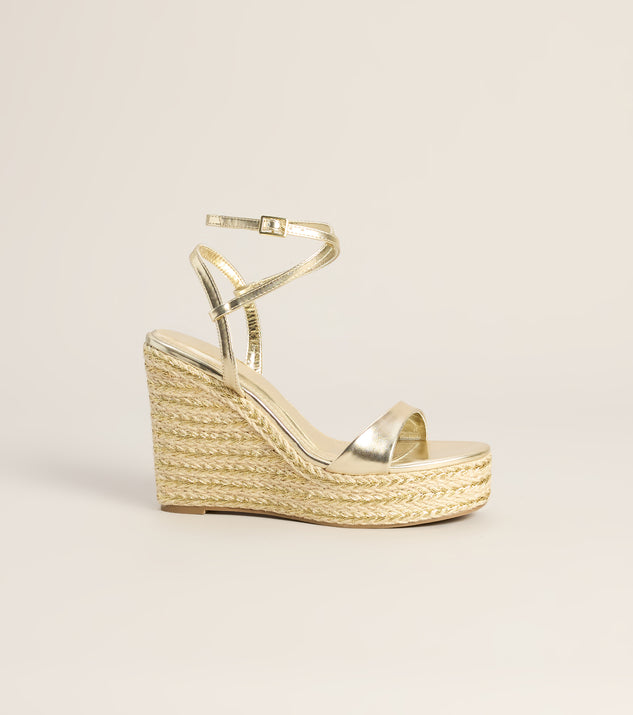 Windsor Chic On Arrival Metallic Espadrille Wedges