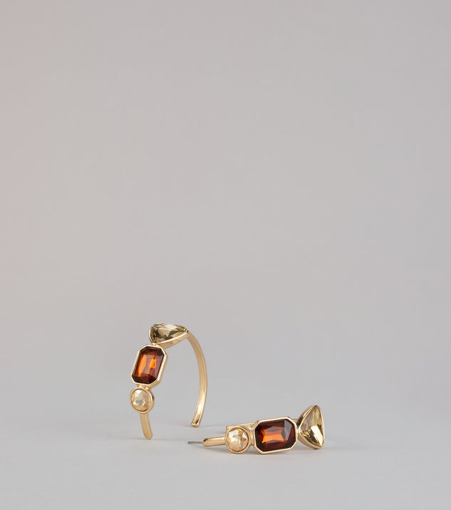 Windsor Chic Shine Stone Hoop Earrings