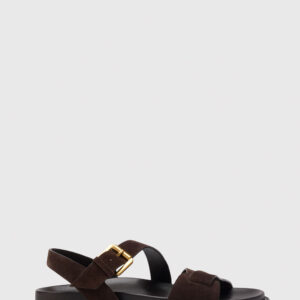 Chocolate Asymmetric Buckle Sandal