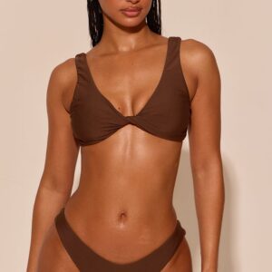 PrettyLittleThing Chocolate Boomerang Bikini Bottoms