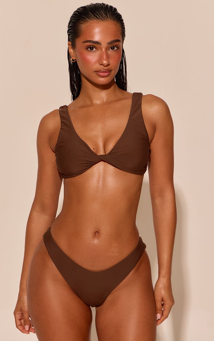 PrettyLittleThing Chocolate Boomerang Bikini Bottoms
