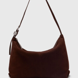 Chocolate Ring Detail Suede Shoulder Bag