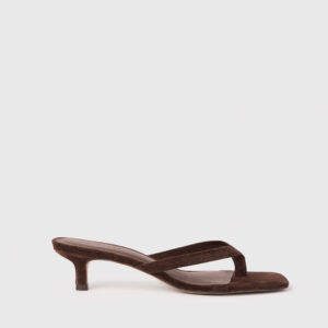 Chocolate Suede Toe Post Heeled Mule