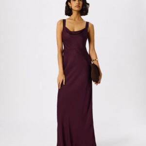 Chocolate Thea Cowl Satin Maxi Dress