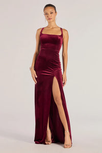 Christina Lace-Up Back Velvet Dress
