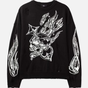 THUG CLUB Chrome Skull Knit Sweater