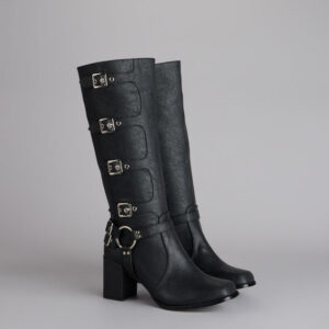 City Rebel Energy Quad Buckle Block Heel Boots