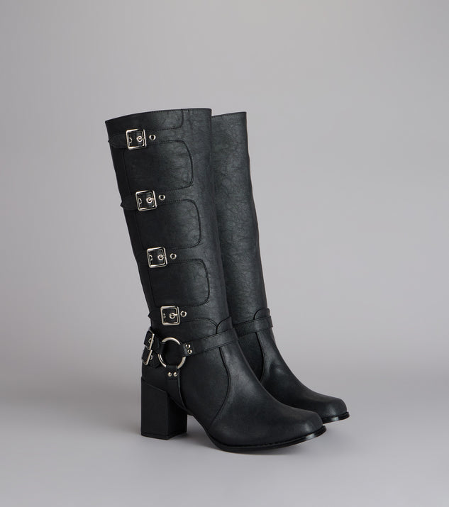 Windsor City Rebel Energy Quad Buckle Block Heel Boots