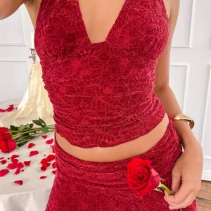 BB Exclusive Clancy Red Velvet Crop Top
