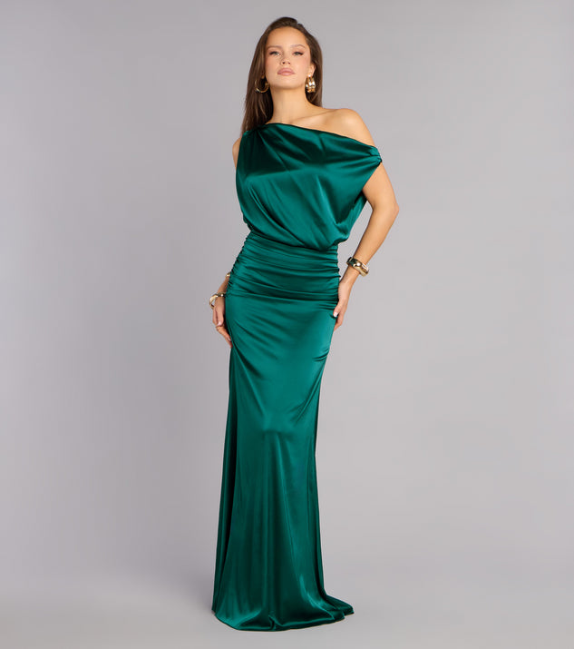 Windsor Clare Satin Off-The-Shoulder Mermaid Dress