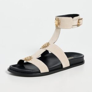 ALOHAS Clarisa Suede Cream Leather Sandals