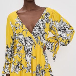 Clarissa Deep V Tie Sleeve Mini Dress