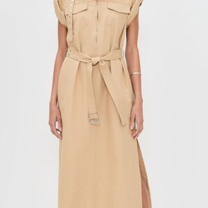 Classic Summer Suiting Cowl Neck Long Dress