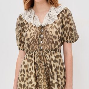 Sea Claude Print Lace Collared Dress