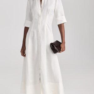 SIMKHAI Claudine Short Sleeve Shirt Midi Dress