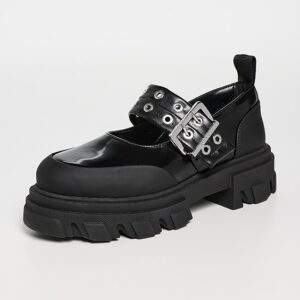 GANNI Cleated Ballerina Box Oleatex Mary Janes